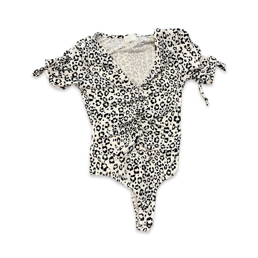 NWOT Dee Elly Leopard Print Thong Body Suit Sz S